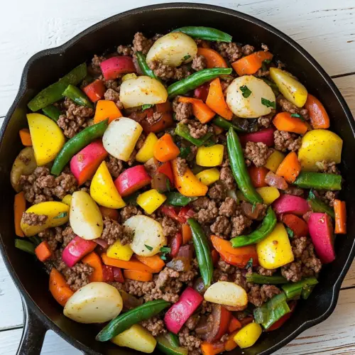 30 Minute Vegetable and Ground Beef Skillet