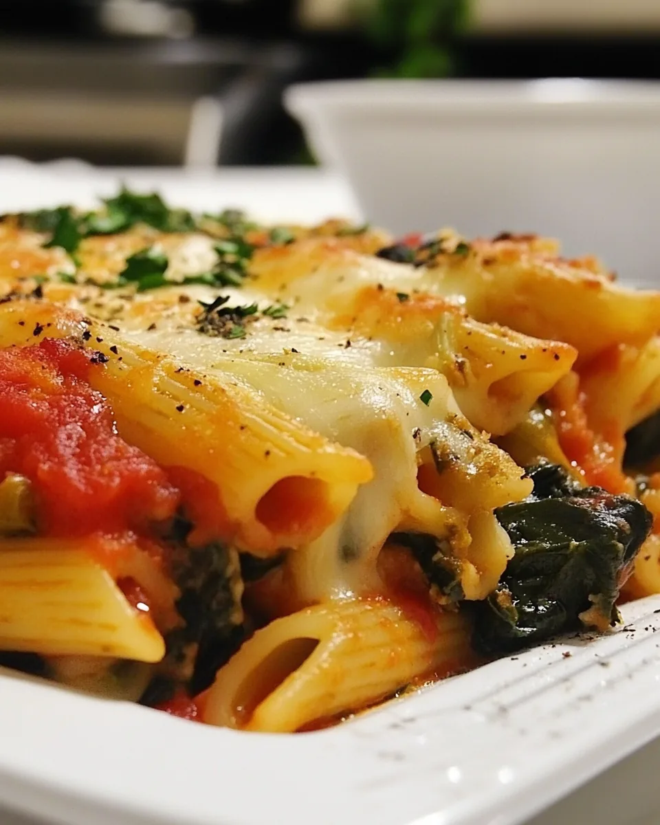 Artichoke Spinach Penne Casserole