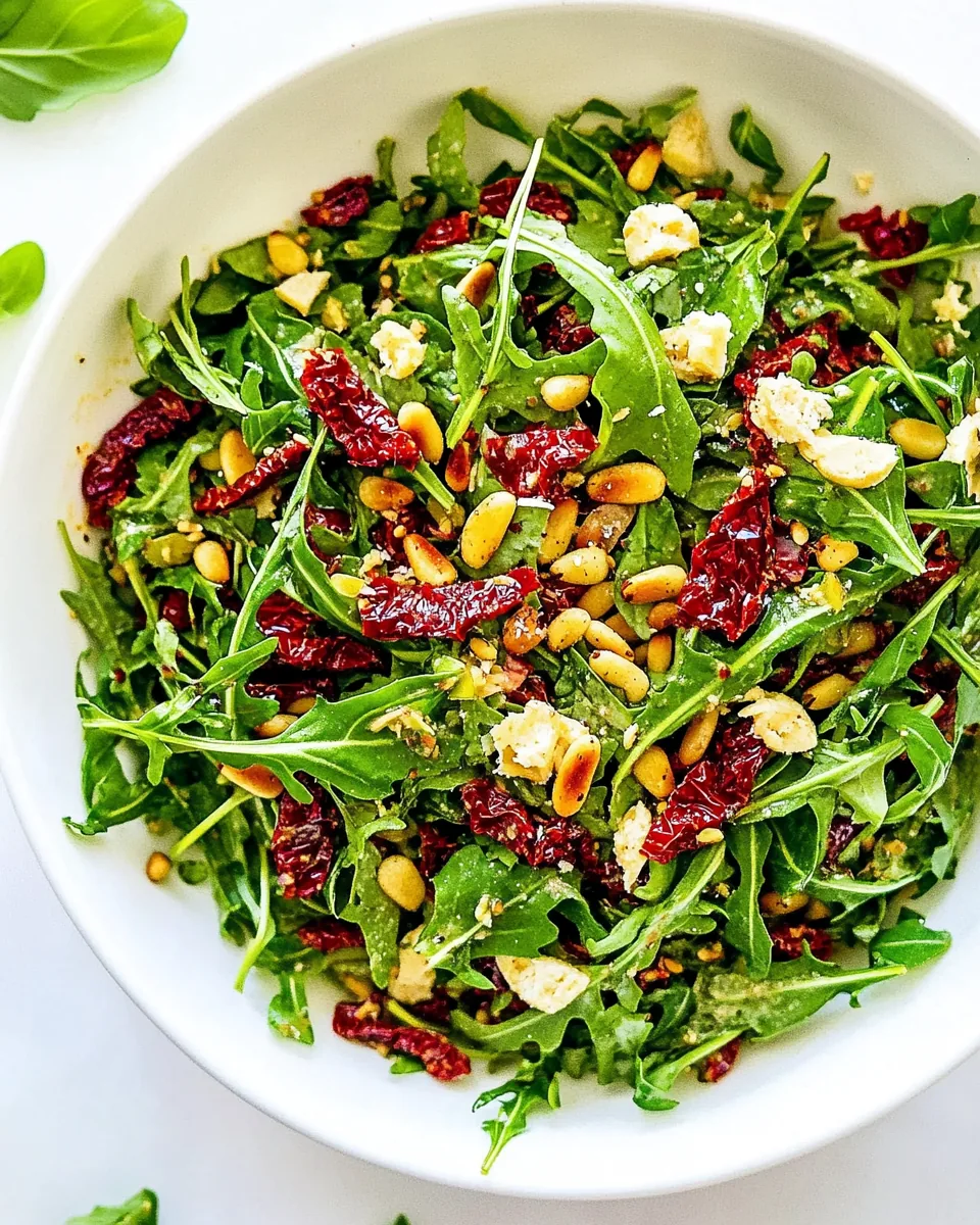 Arugula Salad with Sun Dried Tomatoes and Pine Nuts