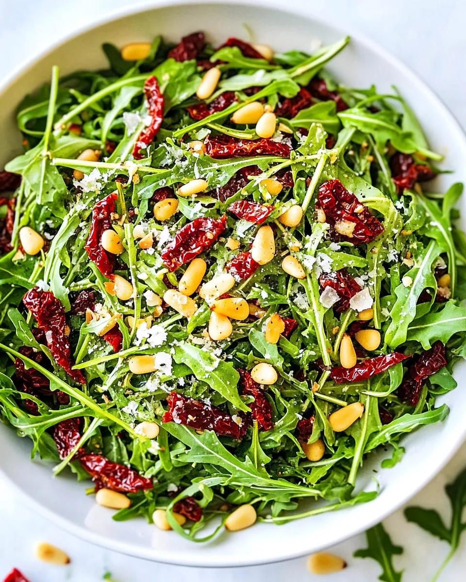 Arugula Salad with Sun Dried Tomatoes and Pine Nuts