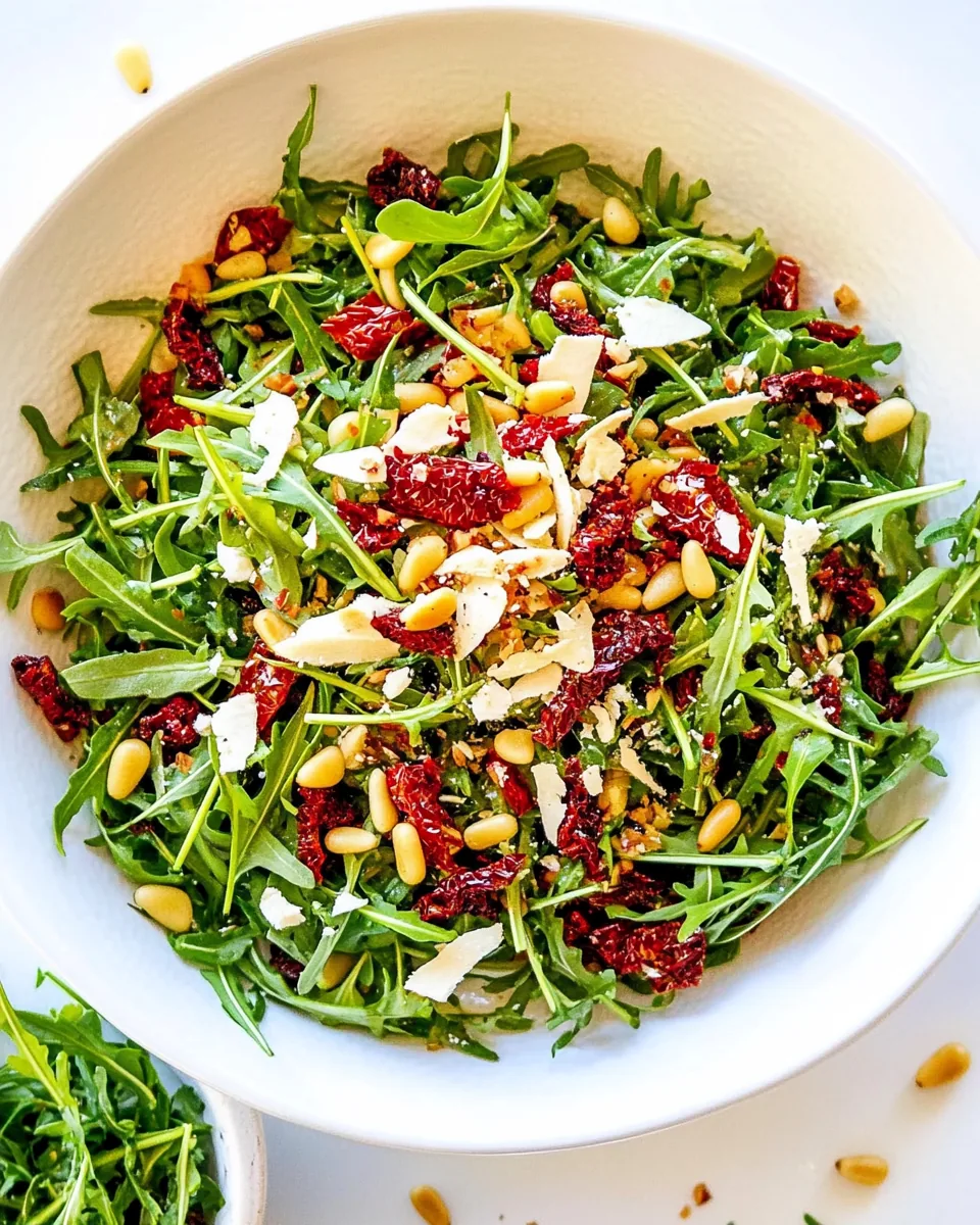 Arugula Salad with Sun Dried Tomatoes and Pine Nuts