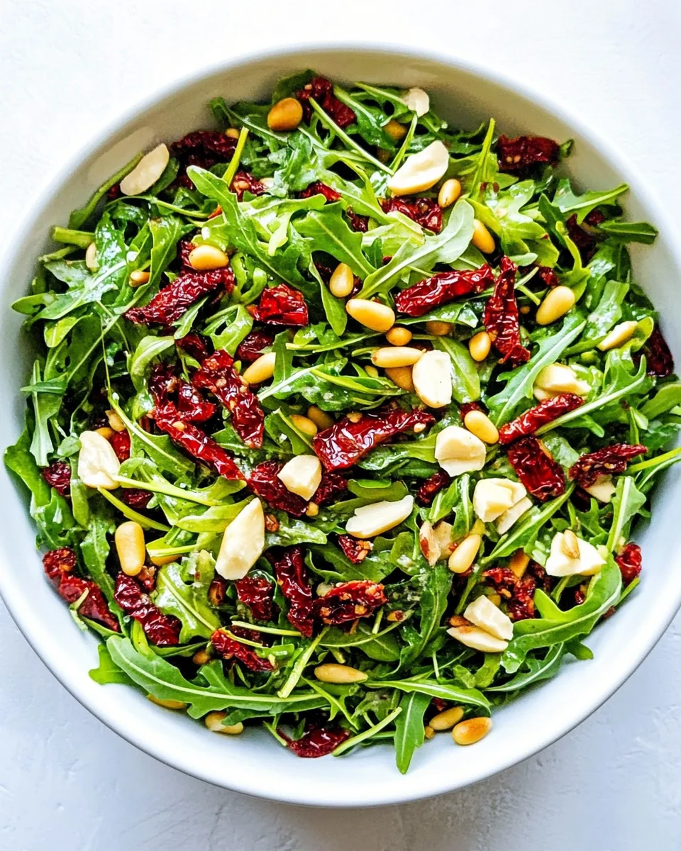 Arugula Salad with Sun Dried Tomatoes and Pine Nuts