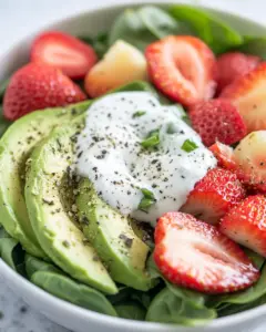 Avocado Strawberry Spinach Salad
