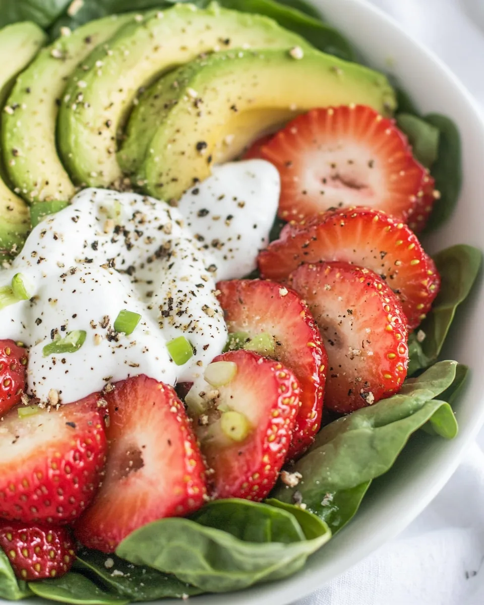 Avocado Strawberry Spinach Salad