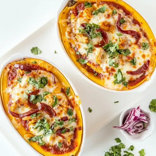 BBQ Chicken Pizza Spaghetti Squash Boats