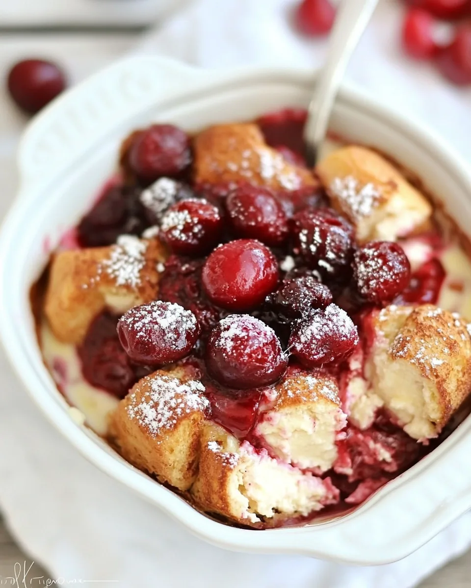 Baked Cherry Cheesecake French Toast Casserole
