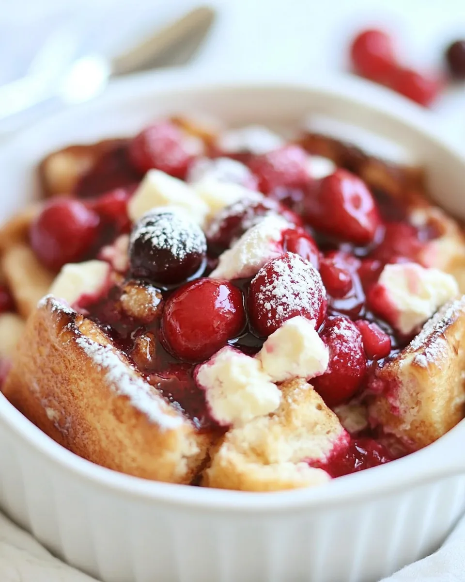 Baked Cherry Cheesecake French Toast Casserole