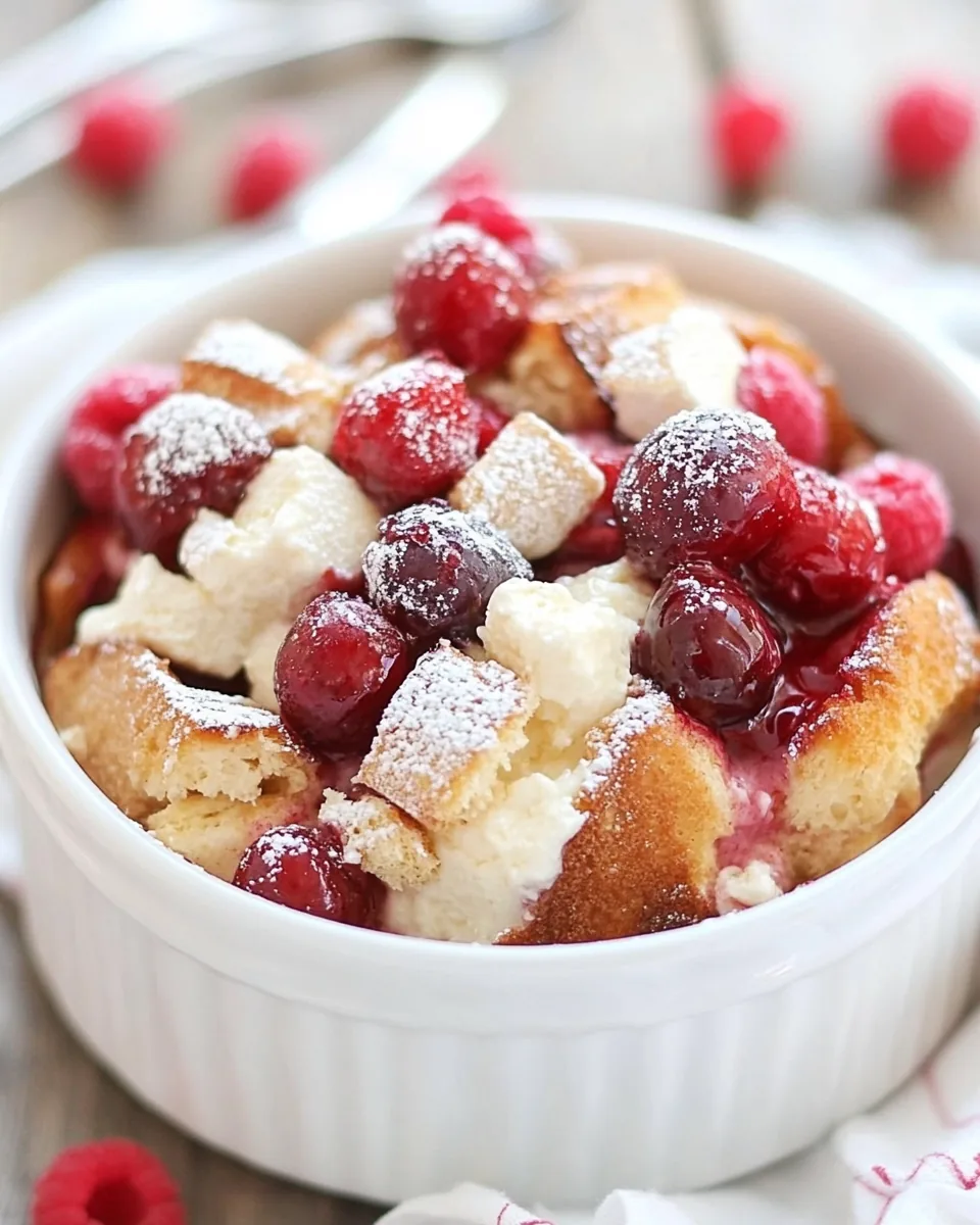 Baked Cherry Cheesecake French Toast Casserole