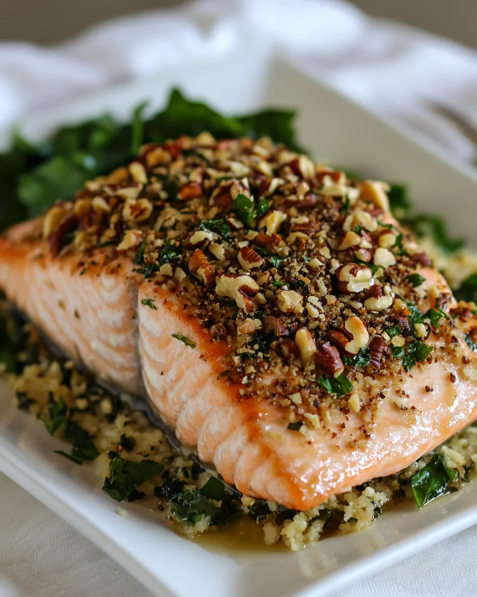 Baked Salmon with Honey Mustard and Pecan Panko Crust