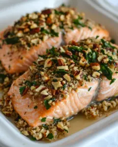 Baked Salmon with Honey Mustard and Pecan Panko Crust