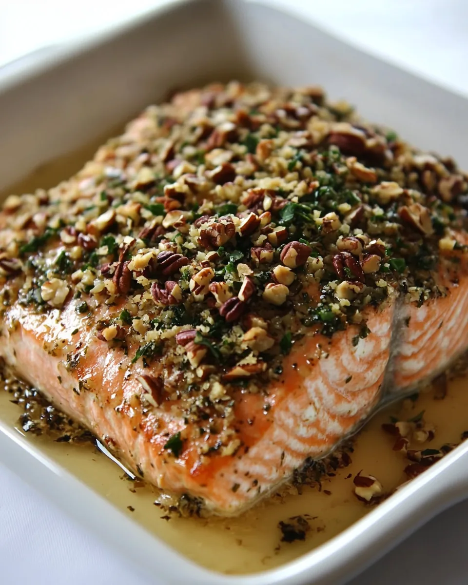 Baked Salmon with Honey Mustard and Pecan Panko Crust