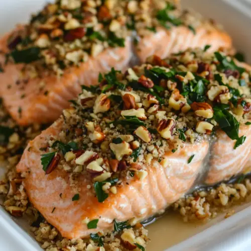 Baked Salmon with Honey Mustard and Pecan Panko Crust