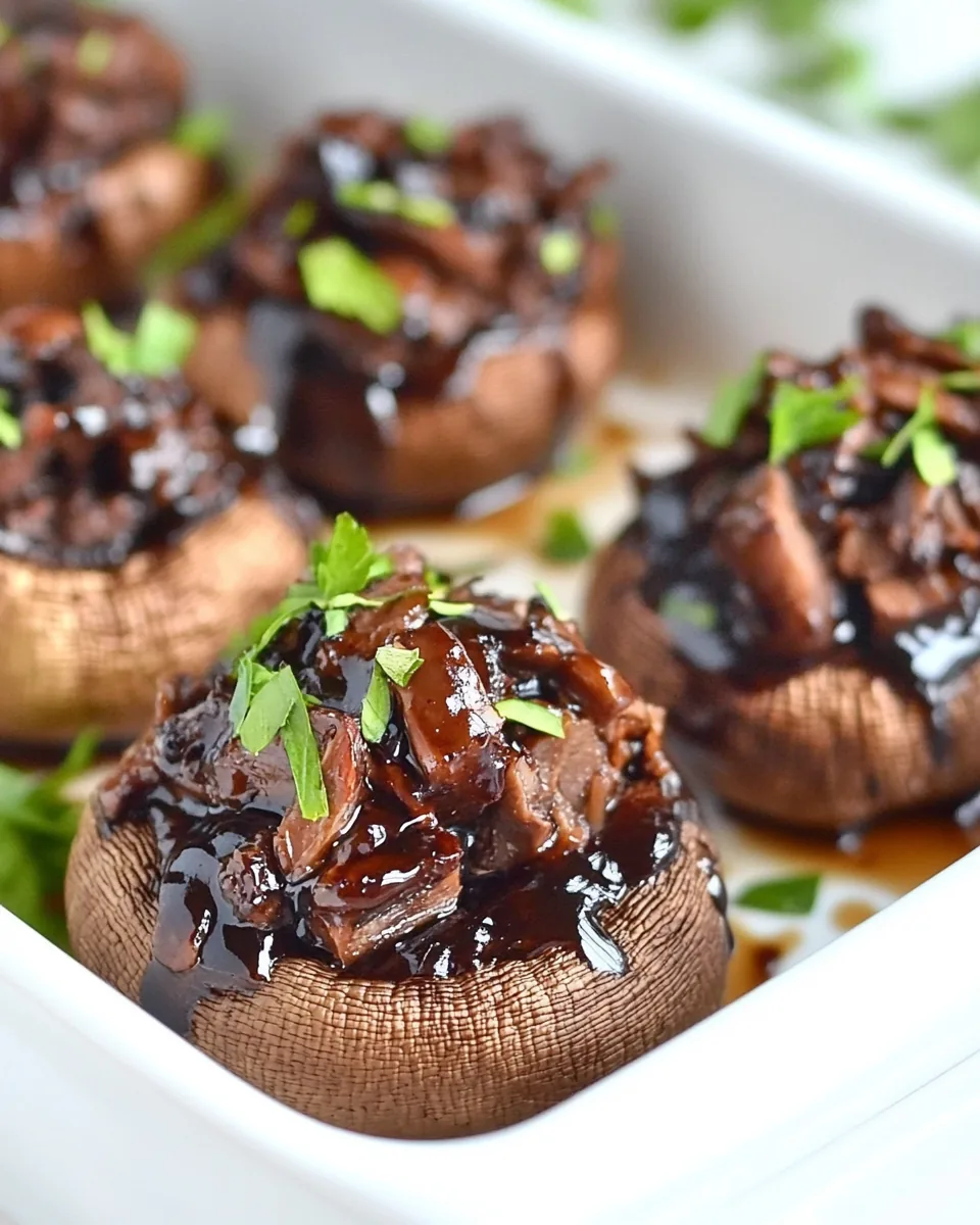 Balsamic Glazed Beef Stuffed Mushrooms