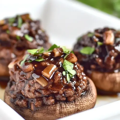 Balsamic Glazed Beef Stuffed Mushrooms