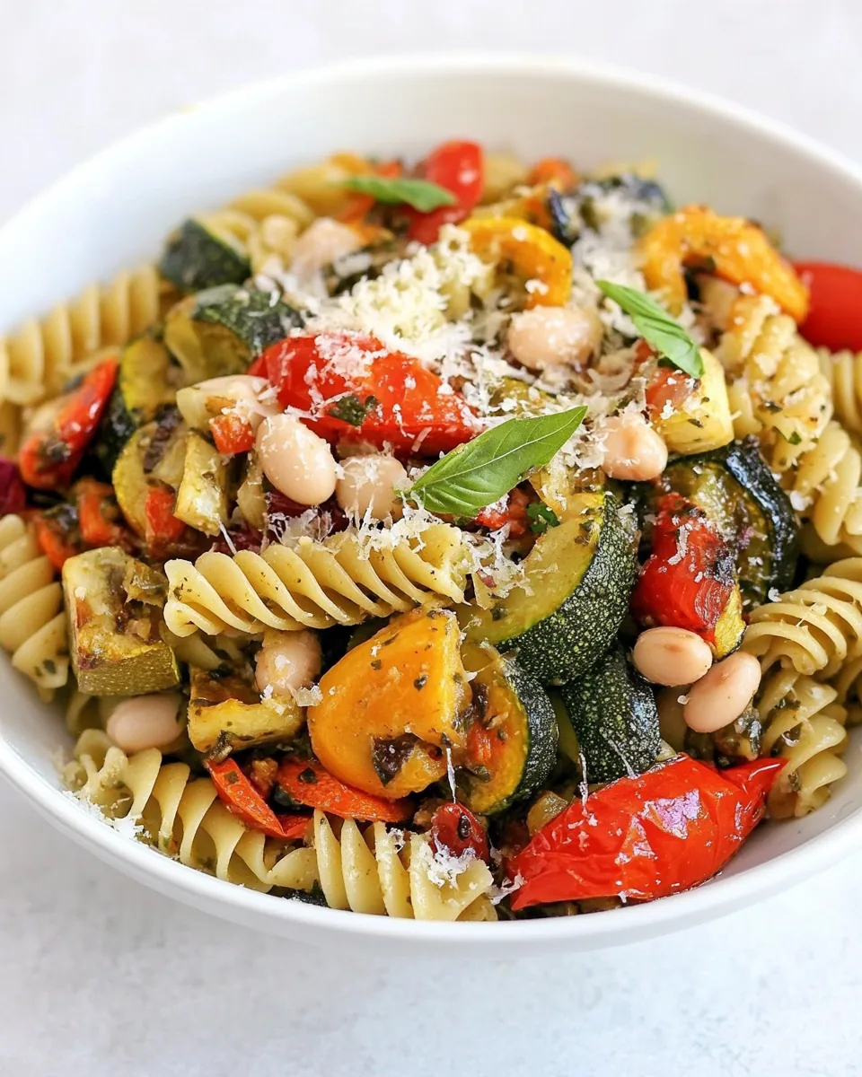 Balsamic Roasted Veggie and White Bean Pasta