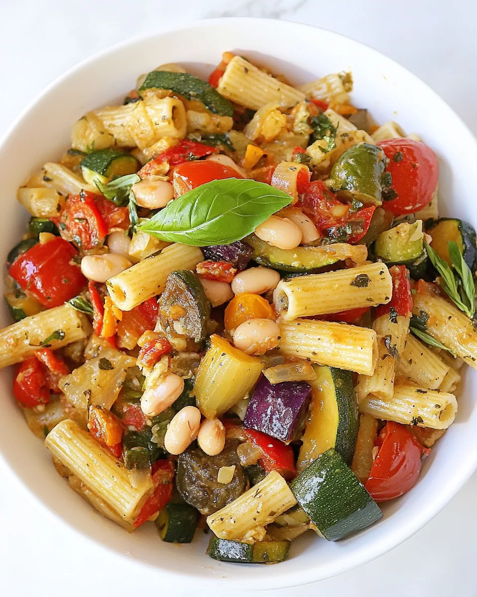 Balsamic Roasted Veggie and White Bean Pasta