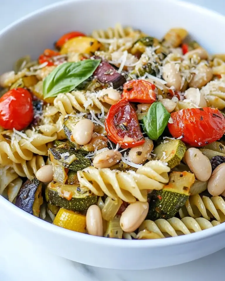 Balsamic Roasted Veggie and White Bean Pasta