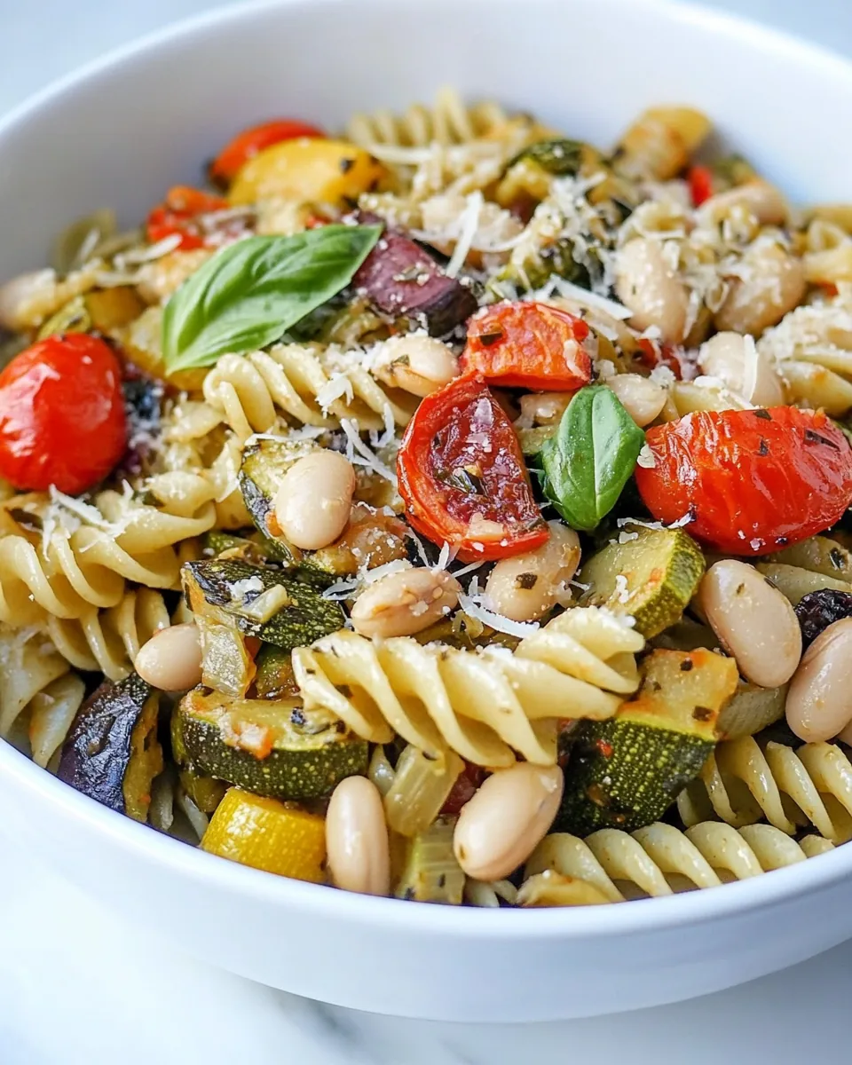 Balsamic Roasted Veggie and White Bean Pasta