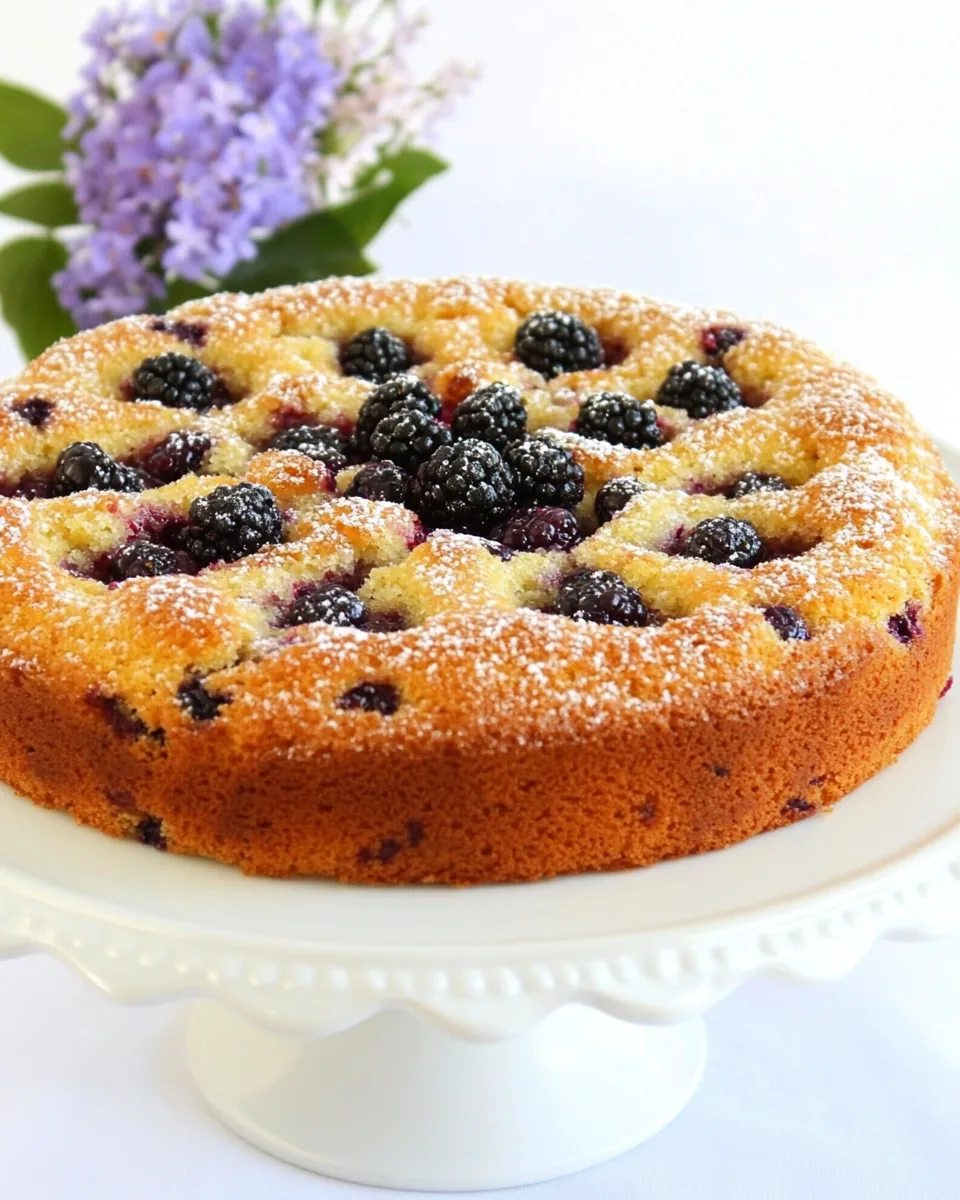 Blackberry Rhubarb Buttermilk Cake