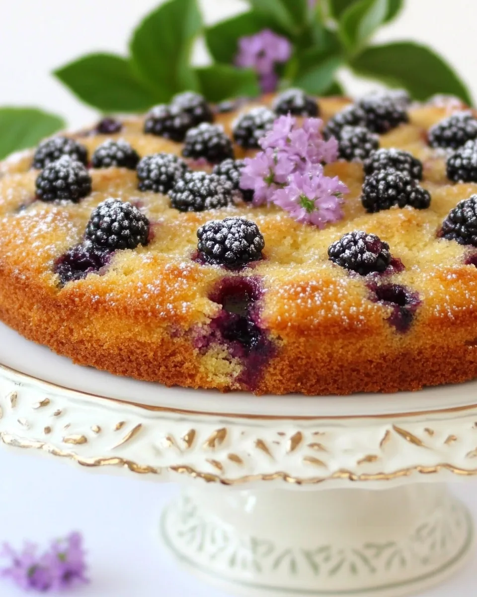 Blackberry Rhubarb Buttermilk Cake