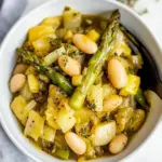 Braised Asparagus and Leeks with Butter Beans