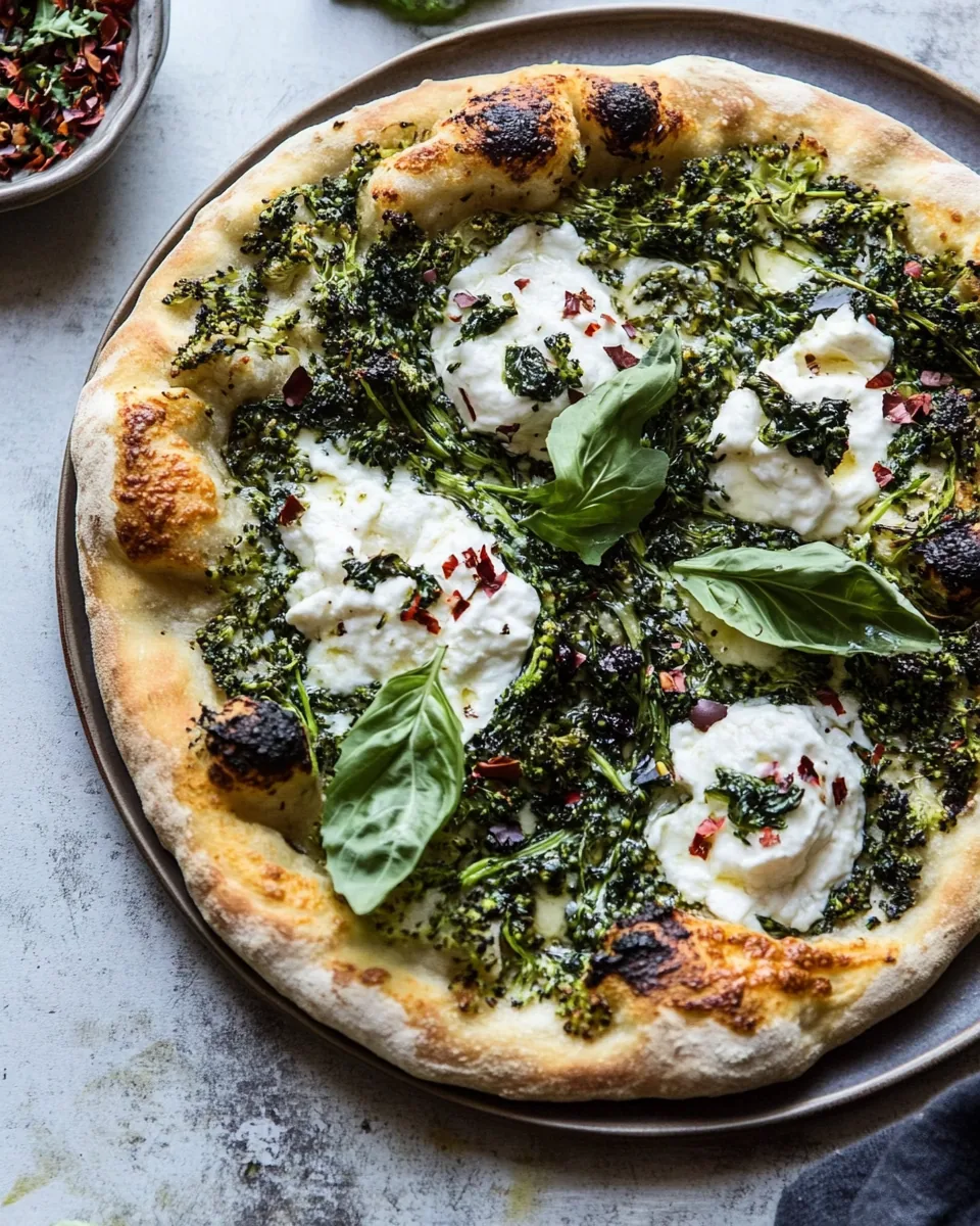 Broccoli Rabe Burrata Pizza