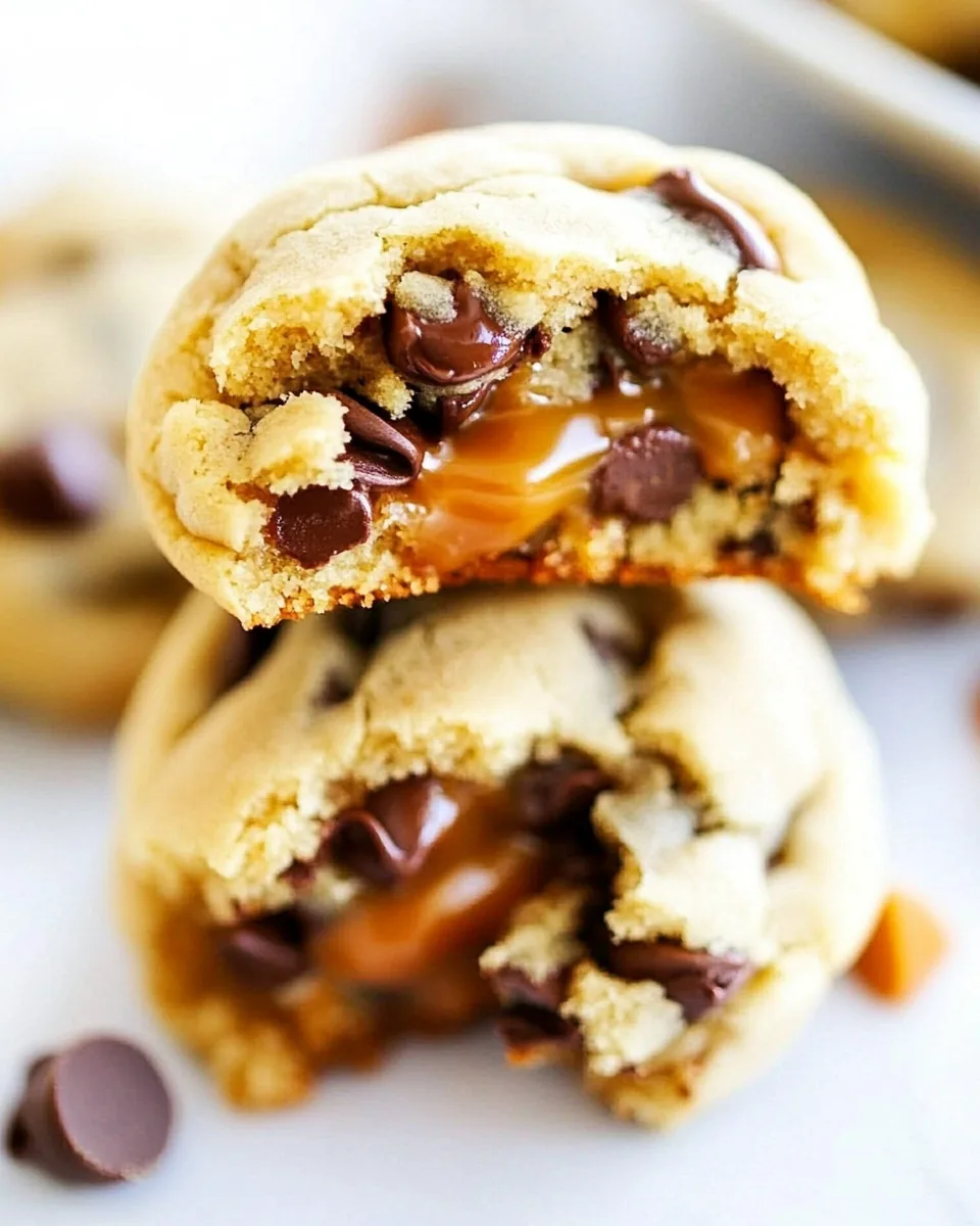 Caramel Stuffed Chocolate Chip Cookies