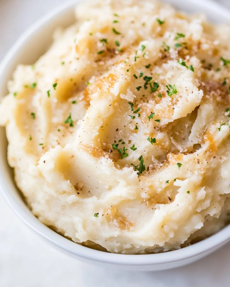 Caramelized Onion Roasted Garlic Buttermilk Mashed Potatoes