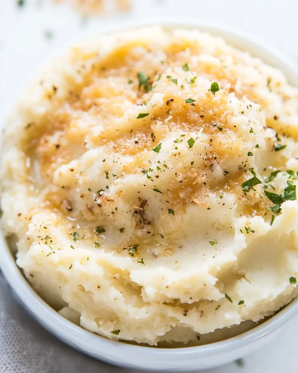 Caramelized Onion Roasted Garlic Buttermilk Mashed Potatoes