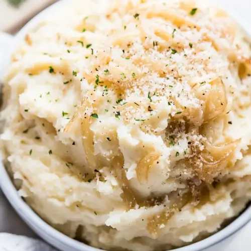 Caramelized Onion Roasted Garlic Buttermilk Mashed Potatoes
