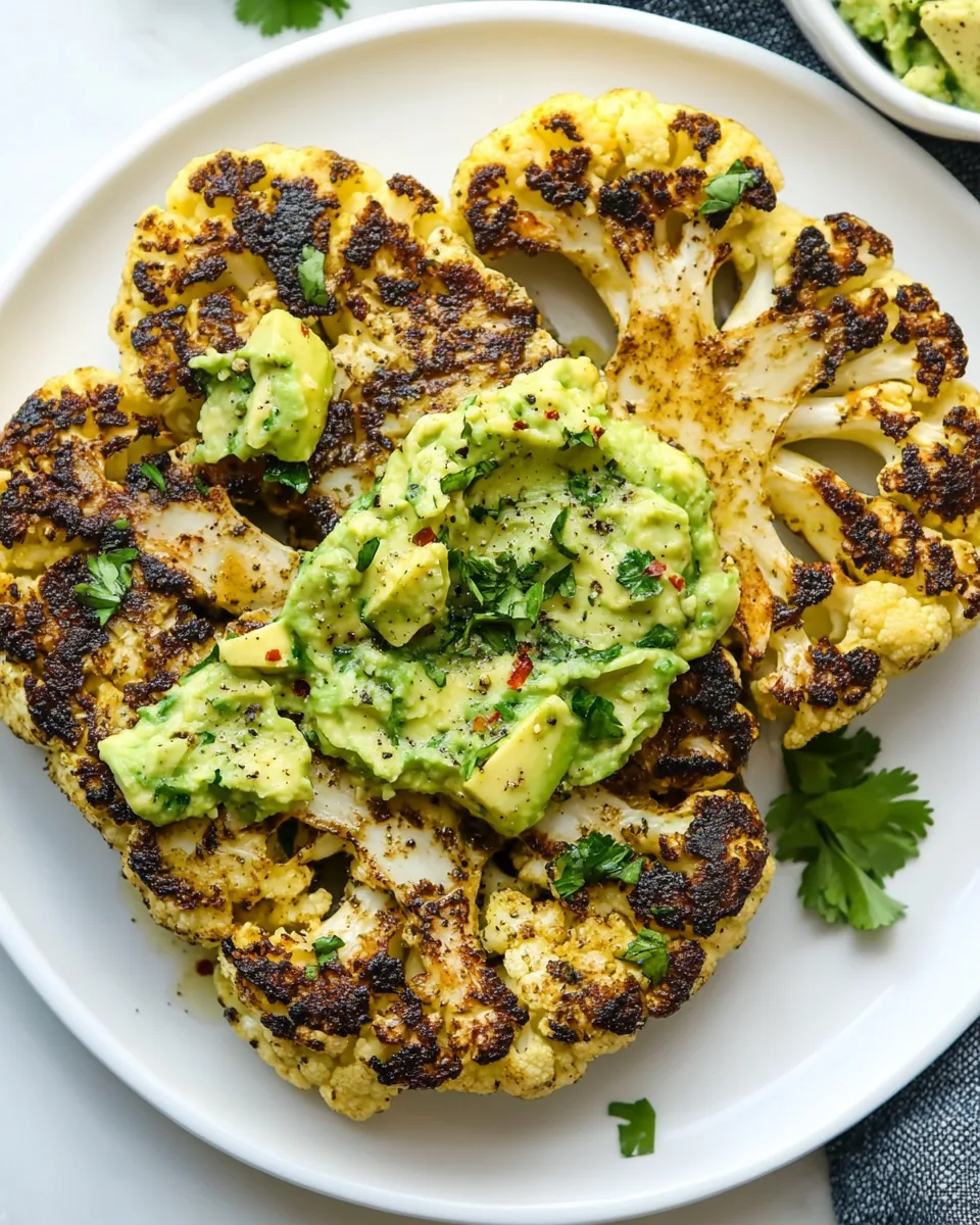 Cauliflower Steak with Herby Avocado Sauce