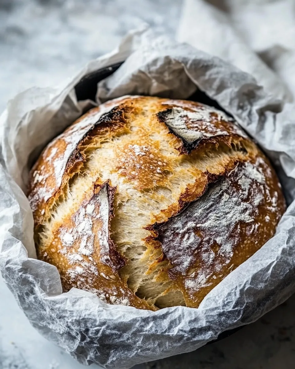 Cheaters No Knead Dutch Oven Sourdough Bread