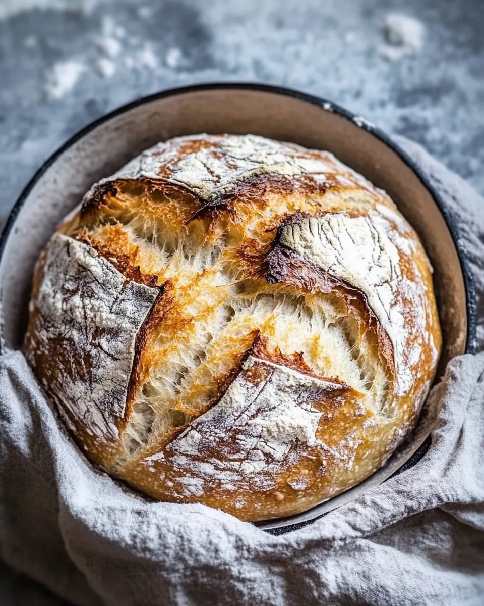 Cheaters No Knead Dutch Oven Sourdough Bread