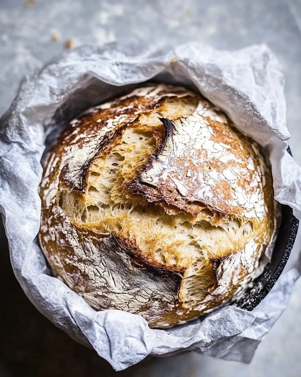 Cheaters No Knead Dutch Oven Sourdough Bread