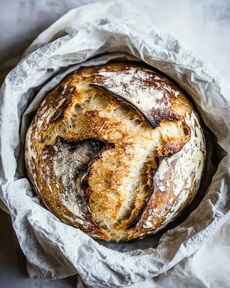 Cheaters No Knead Dutch Oven Sourdough Bread