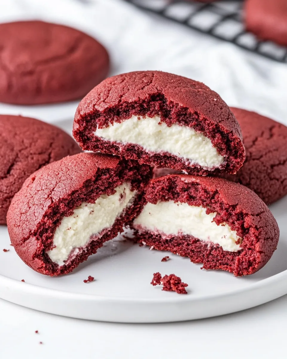 Cheesecake Stuffed Red Velvet Cookies