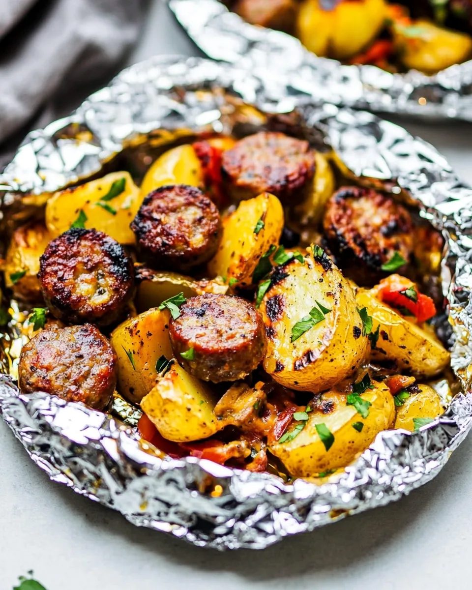 Cheesy Sausage Potato Foil Packets
