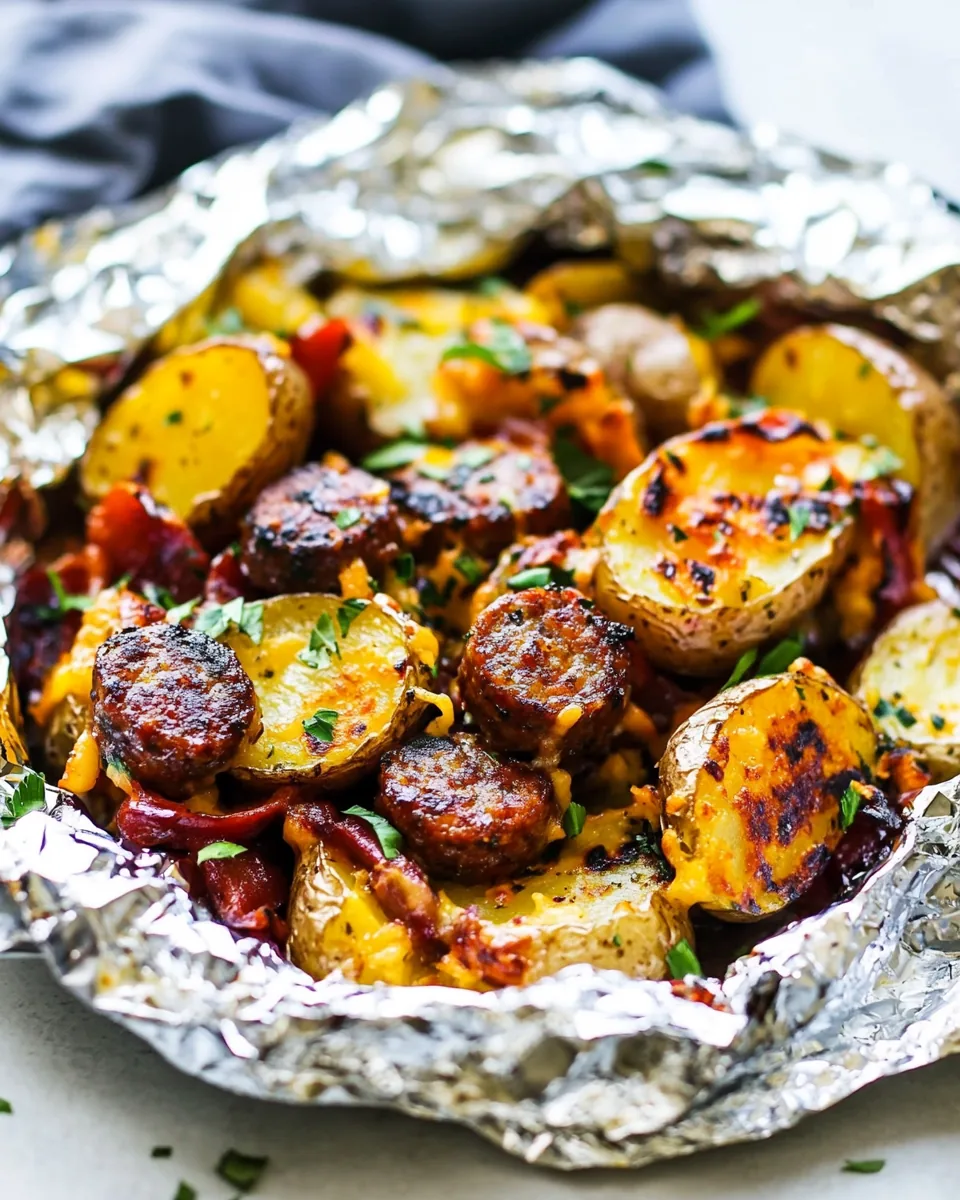Cheesy Sausage Potato Foil Packets