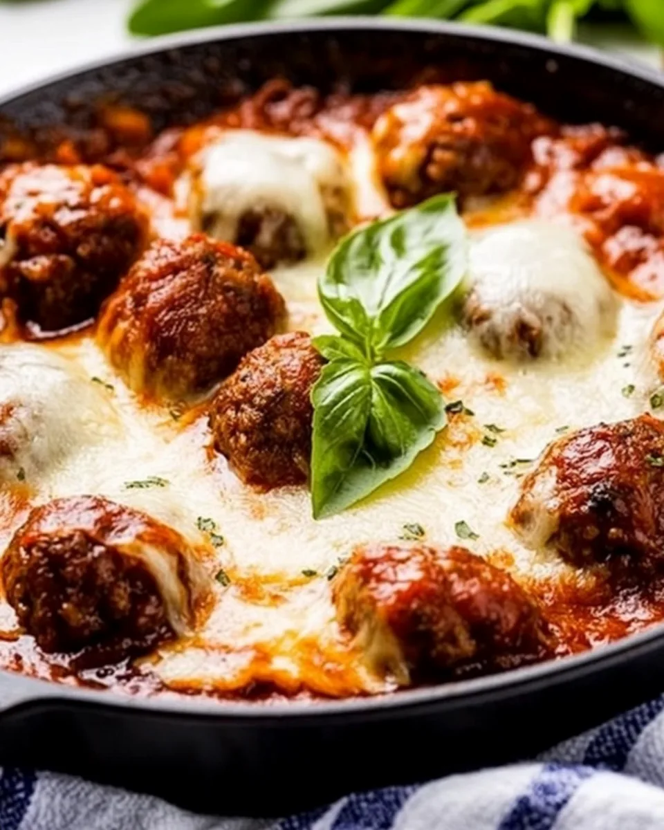 Cheesy Skillet Meatballs