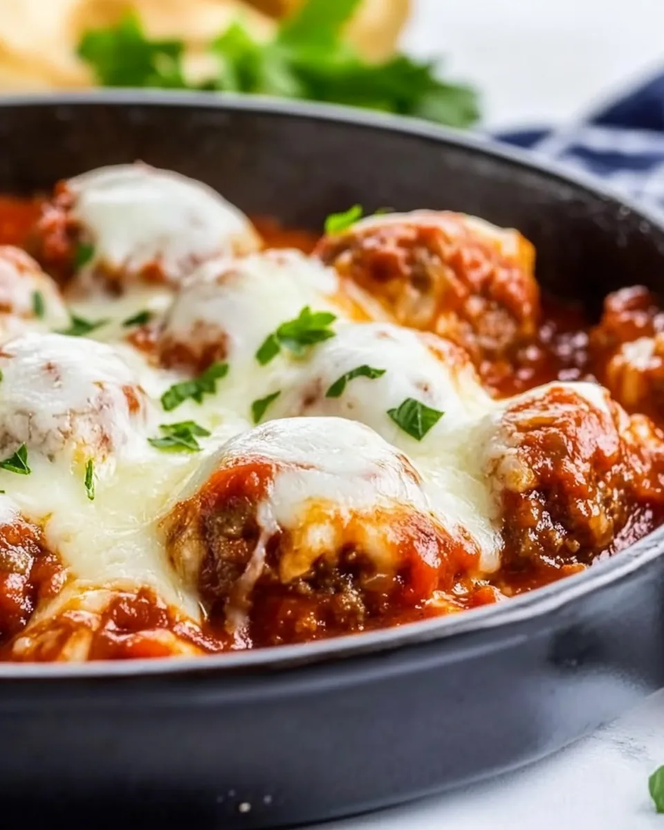 Cheesy Skillet Meatballs