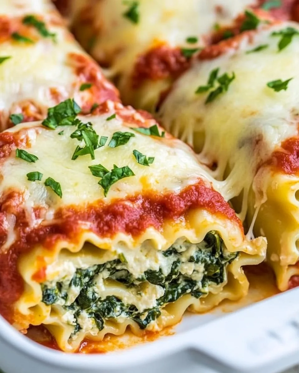 Cheesy Spinach Lasagna Rolls