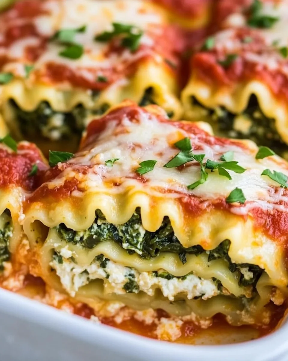 Cheesy Spinach Lasagna Rolls