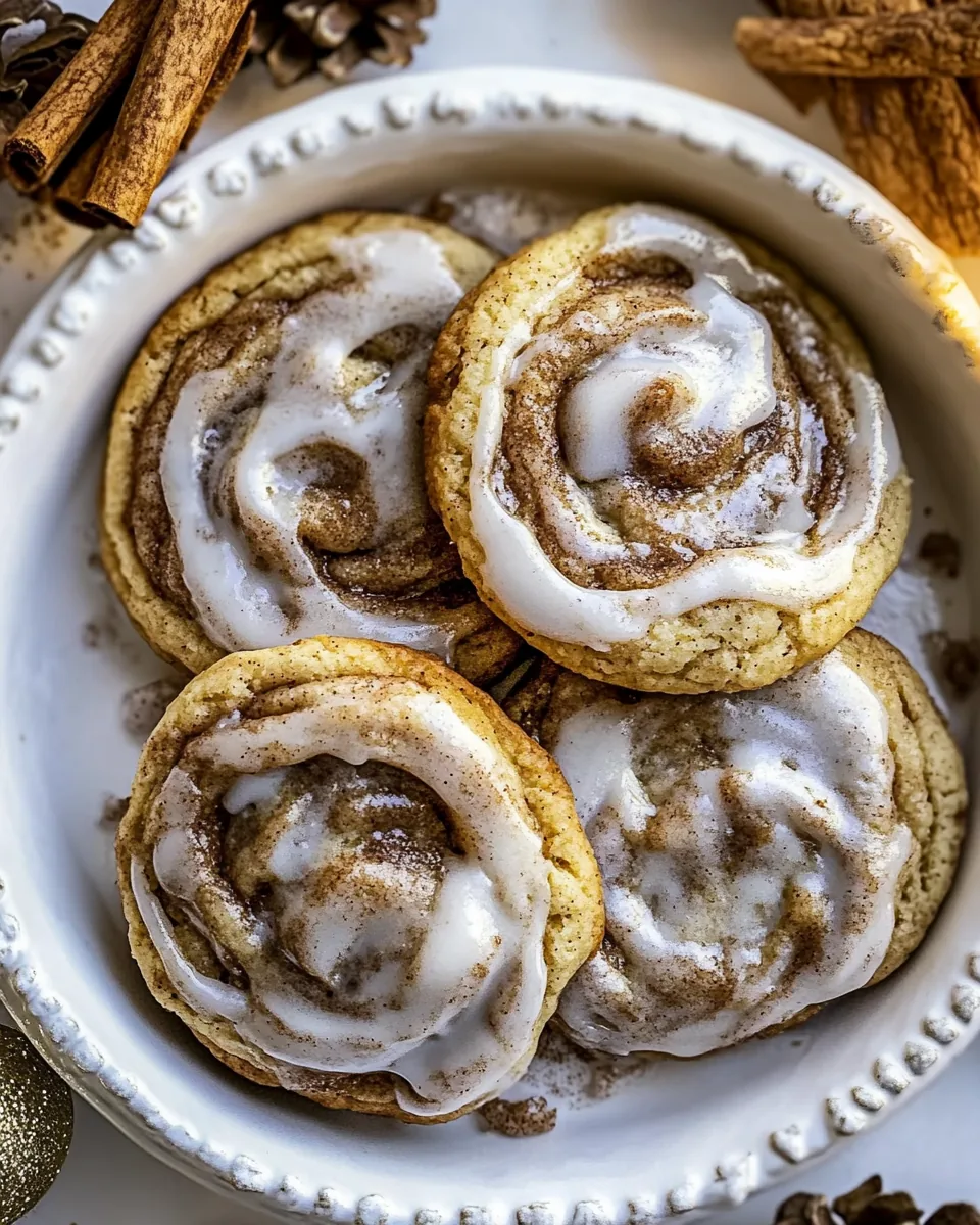 Chewy Frosted Cinnamon Swirl Snickerdoodles