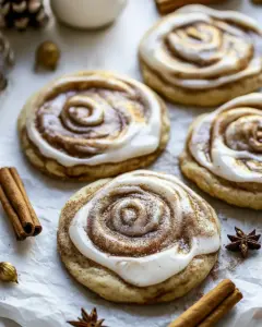 Chewy Frosted Cinnamon Swirl Snickerdoodles