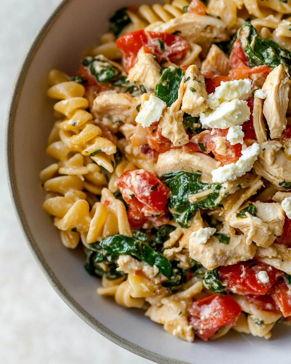Chicken Feta Spinach Pasta