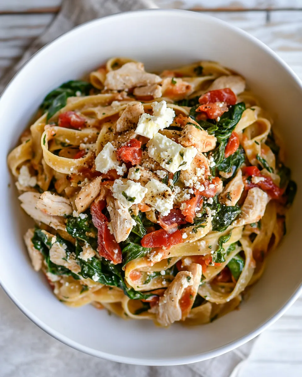 Chicken Feta Spinach Pasta