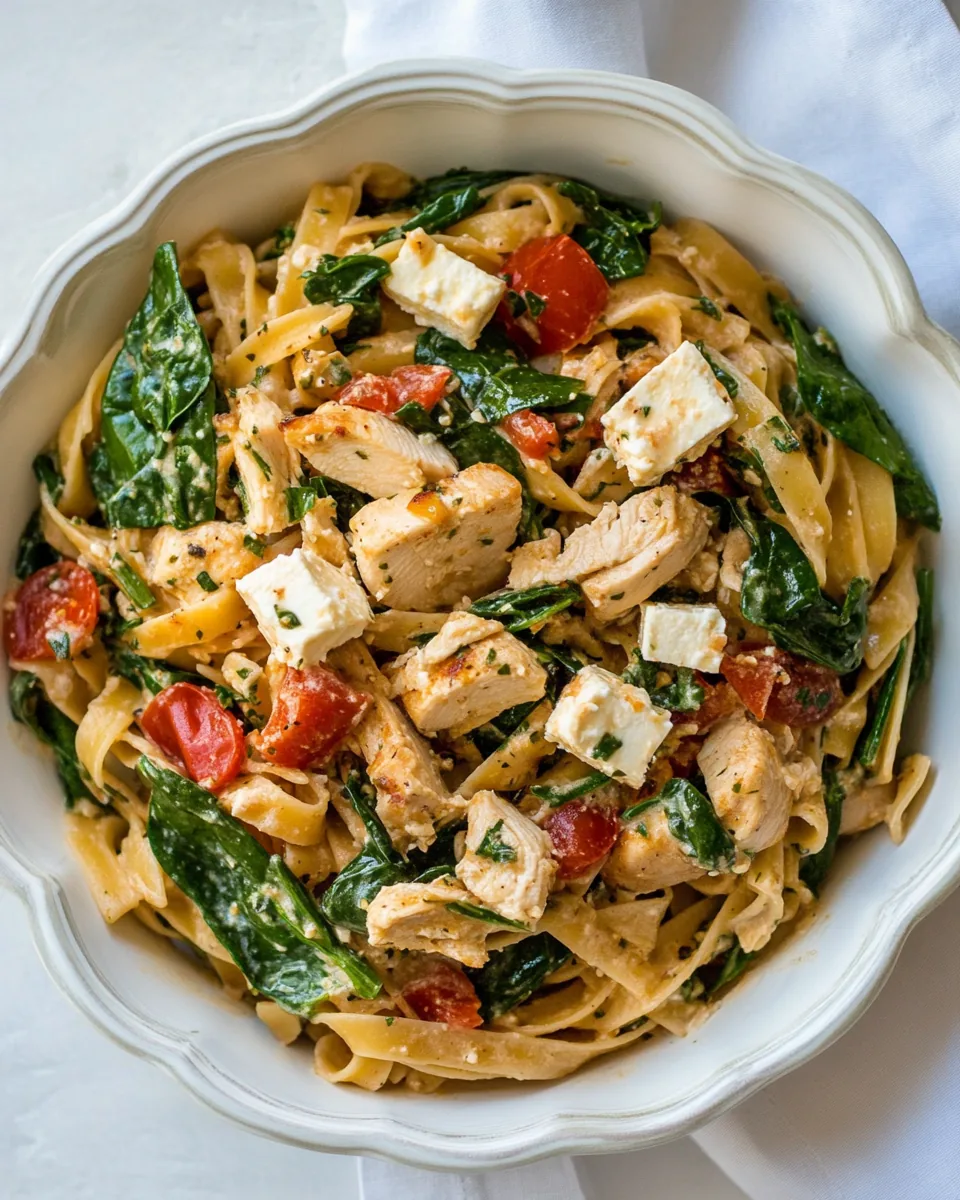 Chicken Feta Spinach Pasta