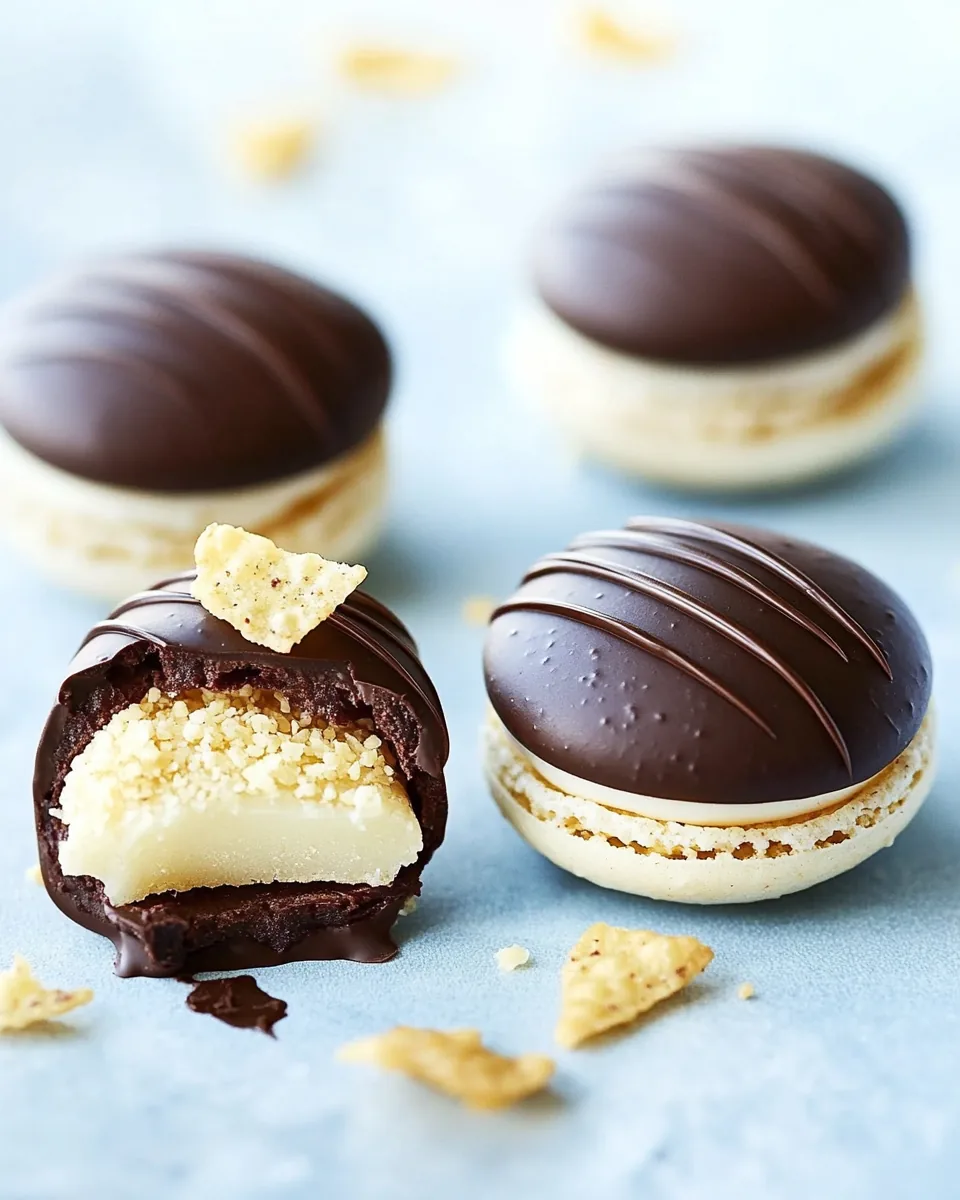 Chocolate Covered Potato Chip Macarons