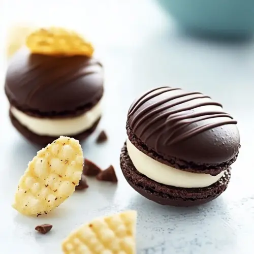 Chocolate Covered Potato Chip Macarons