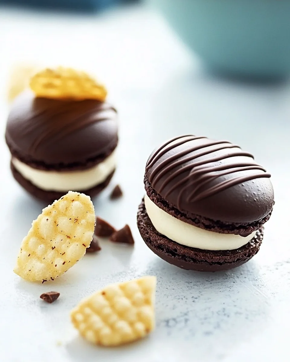 Chocolate Covered Potato Chip Macarons